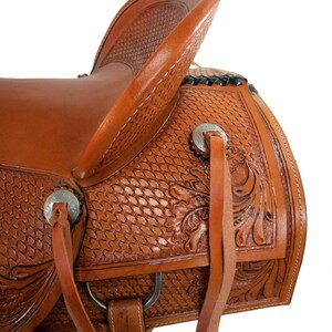 Ensemble D'attaches De Selle Western En Cuir – Confort – Taille 15-18 Pouces – Noir/Marron