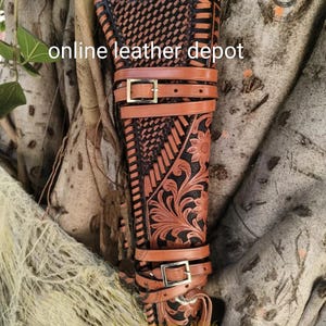 ウエスタンレザーカートリッジベルト、弾薬ループとハンマーストラップ付き、リボルバーホルスターガンカバーを固定します。.22 .32 .357 .38 .44 .45