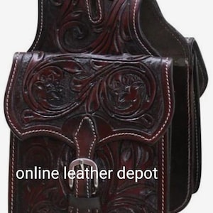 Western Saddle Bag Motorcycle Side Storage Saddles Bag Western Tooled Leather Hand Carved Motorbike Bags
