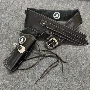 ウエスタンレザーカートリッジベルト、弾薬ループとハンマーストリップタイダウンリボルバーホルスターガンカバー付き。22 .32 .357 .38 .44 .45