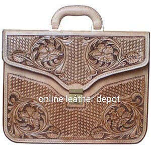 Borsa per laptop e borsa a tracolla in stile occidentale intagliata in pelle pieno fiore
