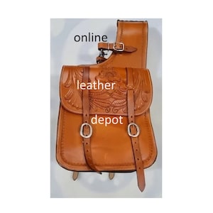 Western Saddle Bag Motorcycle Side Storage Saddles Bag Western Tooled Leather Hand Carved Motorbike Bags
