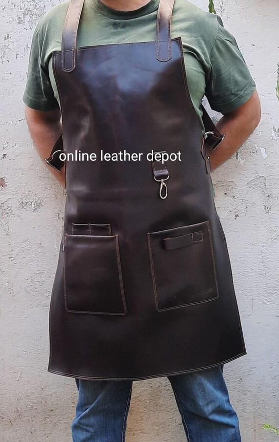 Full Grain Crunch Leather Handmade Leather Apron Workshop