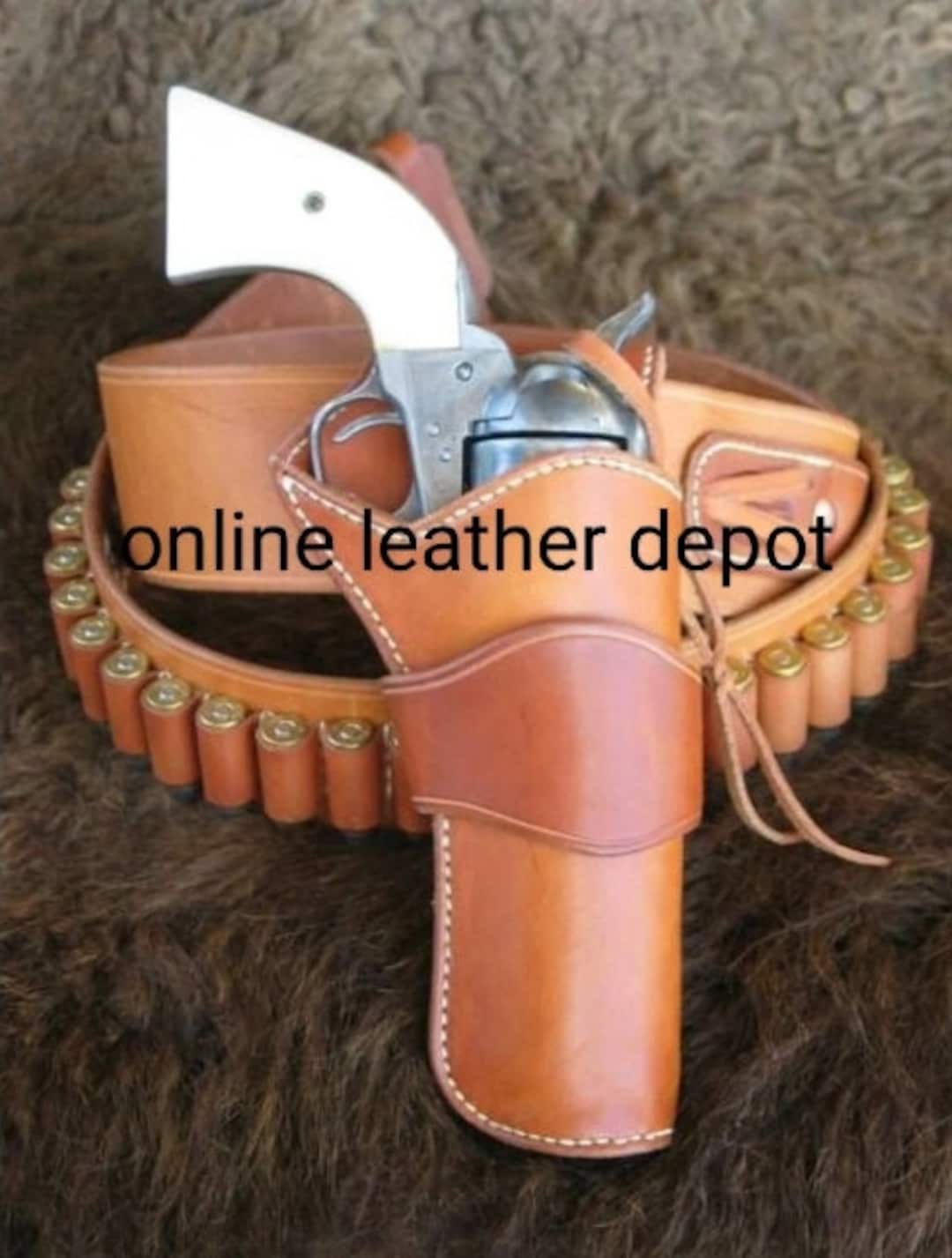 Ceinture Porte-cartouches Western Cuir Pour Revolver - Calibres .22 à .45