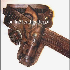 ウエスタンレザーカートリッジベルト、弾薬ループとハンマーストラップ付き、リボルバーホルスターガンカバーを固定します。.22 .32 .357 .38 .44 .45