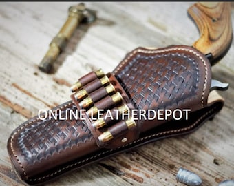 Holster with Ammo Loops  revolver Handmade leather Western holster revolver Cowboy holster &gt;22 .357 .38 .44 .45