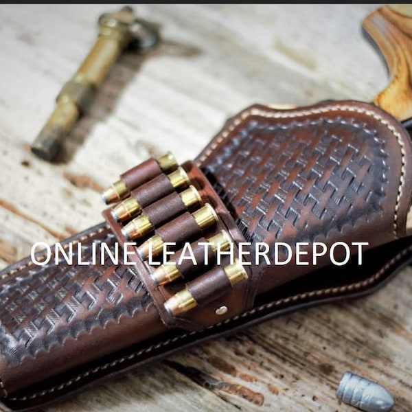 Holster mit Munitionsschlaufen .357/.44/.45 Revolver Handgefertigter Westernholster-Revolver aus Leder Cowboy-Holster Lauflänge 9 Zoll