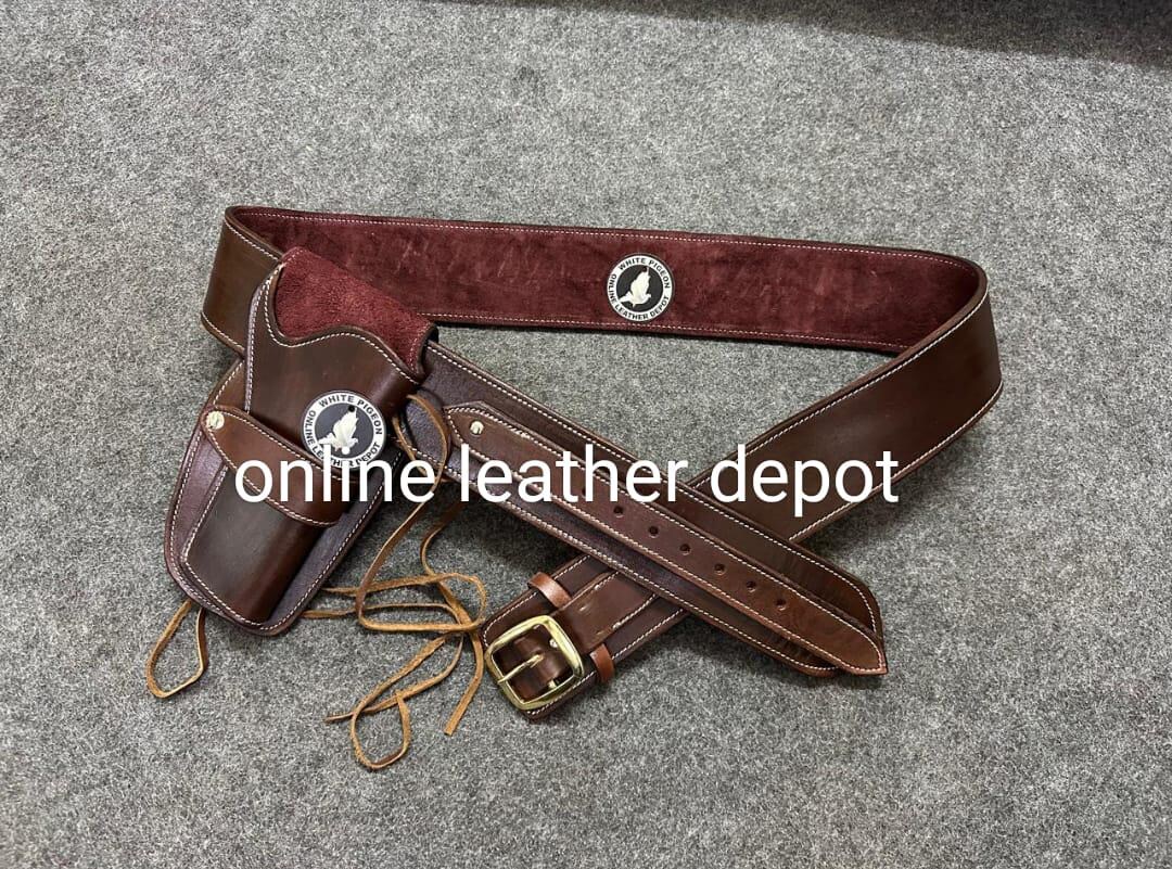 Vintage Leather Western Holster Cowboy Ammo Rigs Double Lined Leather ...