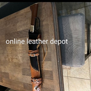 Cowboy Leather Mares Leg Rossi Ranch & Henry mares.Hand Made Leather Scabbard Holster
