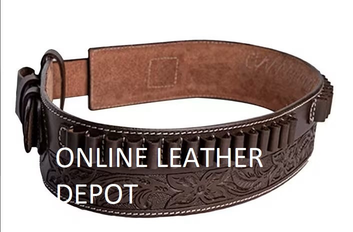 Ceinture Cartouche Western En Cuir - Pour Revolver Ruger, Calibres .22, .357, .44, Couleur Noir & Marron Foncé