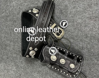 Handmade Leather Western Holster Rig, Cowboy Action, .357 .44 .45 Caliber