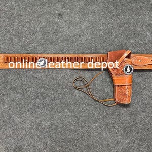 ウエスタン カウボーイ ヴィンテージ ベルト 弾薬ループ レザー ホルスター .22 .357 .38 .44 .45