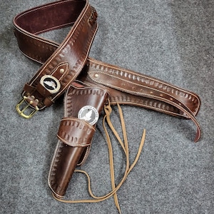 Vintage westerncowboy riem munitielussen leren holster 22,357,38,44,45