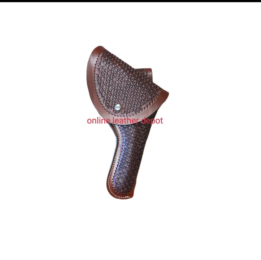 Stallion Revolver Cover Western Cowboy Hand Tooled Leather Pistol Revolver Cover .22 .357 .38 ...