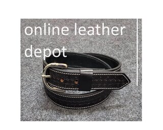 Cintura Western In PU Con Fibbia Floreale Incisa | Unisex, Lunghezza 115 Cm, Larghezza 3,8 Cm, Per Vita 74-96 Cm