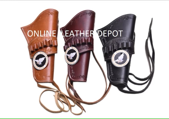 Étui (Holster) De Ceinture Belly Band En Cuir Pour Pistolet/Revolver - Calibres .22 à .45 - Style Cowboy - Neuf