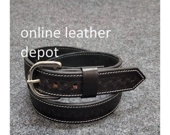 Cintura Western In Pelle Lavorata A Mano: Motivo Floreale, Fibbia Rimovibile - Italia - Foto 3