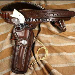 Cintura porta cartucce in pelle western, passanti per munizioni, fondina per revolver, fondina da cowboy Colt Sass Rigs, .22, .32, .357, .44, .38, .45