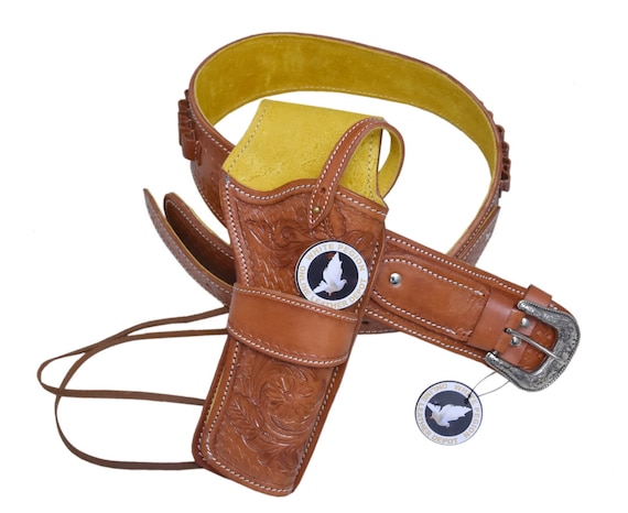 Western Rigs Holster Belt Cowboy Tooled Leather Pistol Case