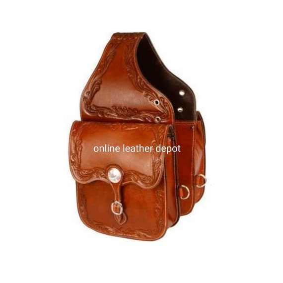 Sac de selle en cuir véritable de vachette Western Trail pour