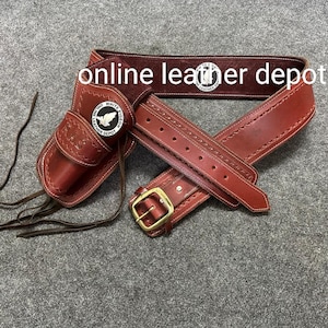 Western Cowboy Vintage Belt Ammo Loops Leather Holster .22 .357 .38 .44 .45