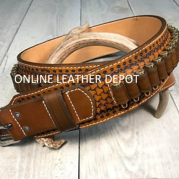 Heavy Dutty Leather Cartridge Belt / Cowboy Western/Riding belt