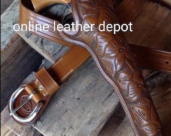 Handmade Leather Western Holster Belt with Ammo Loops