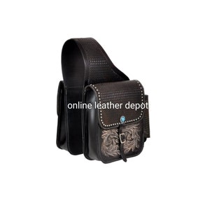 Western Saddle Bag Motorcycle Side Storage Saddles Bag Western Tooled Leather Hand Carved Motorbike Bags