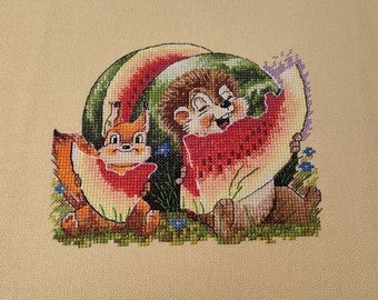 Cute Animals Comleted Cross Stitch Finished Embroidery Gift Christmas Handmade Needlepoint