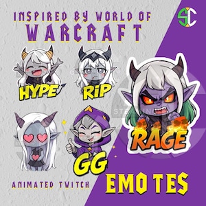 Animated Twitch Emotes Pack – World of Warcraft Inspired Emotes – Love, Rage, Hype, GG, RIP | Streamer Emotes