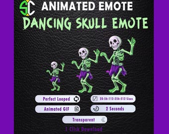 Skeleton Dance Animated Emote | Twitch Chat GIF | Spooky Stream Emote Digital Download