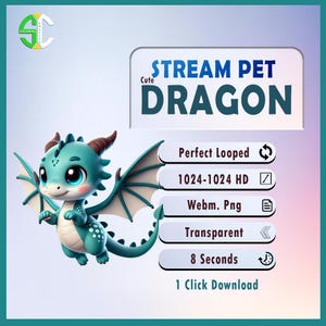 Stream Pet - Animated Cute Dragon - Perfect Loop - Animated Pet for Streaming