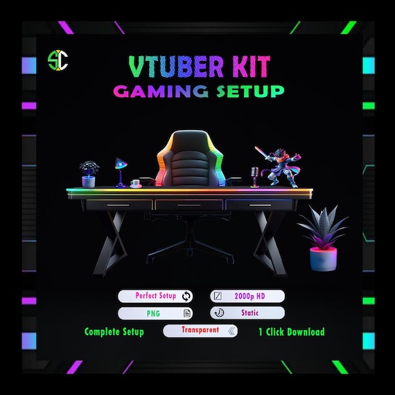RGB VTuber Kit: Gaming Setup & Stream Assets (Digital Download)