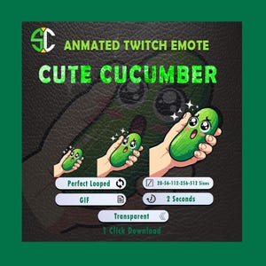 Cute Kawaii Animated Cucumber Emote | Twitch, Discord and Kick Streaming Emote