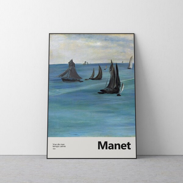 Édouard Manet - Zeezicht, Kalm Weer, Vue de mer, temps calme, 1864