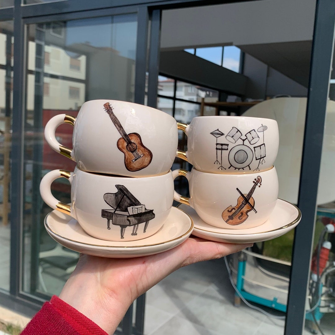 Musical Instruments Mug | Handmade Orchestra Coffee Tea Cup | Violin ...