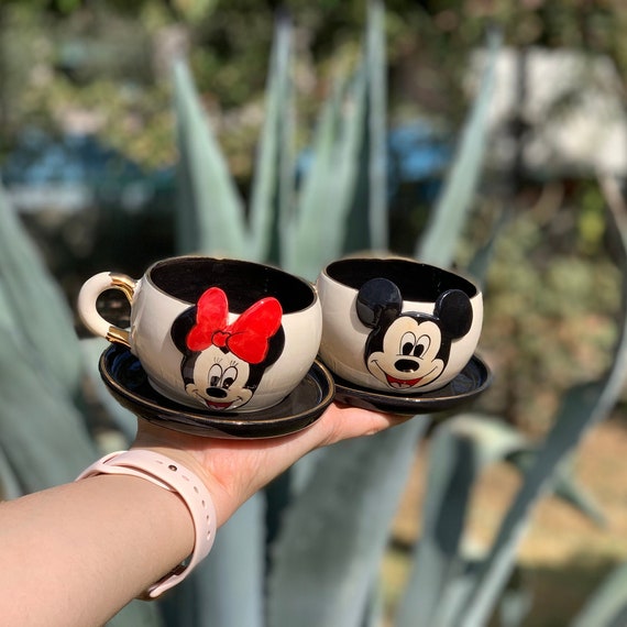 Juego doble de tazas de té de Mickey-Minnie Mouse, tazas de café  personalizadas de cerámica hechas a mano -  España