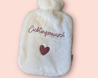 Cozy hot water bottle with a personal print, e.g. favorite person