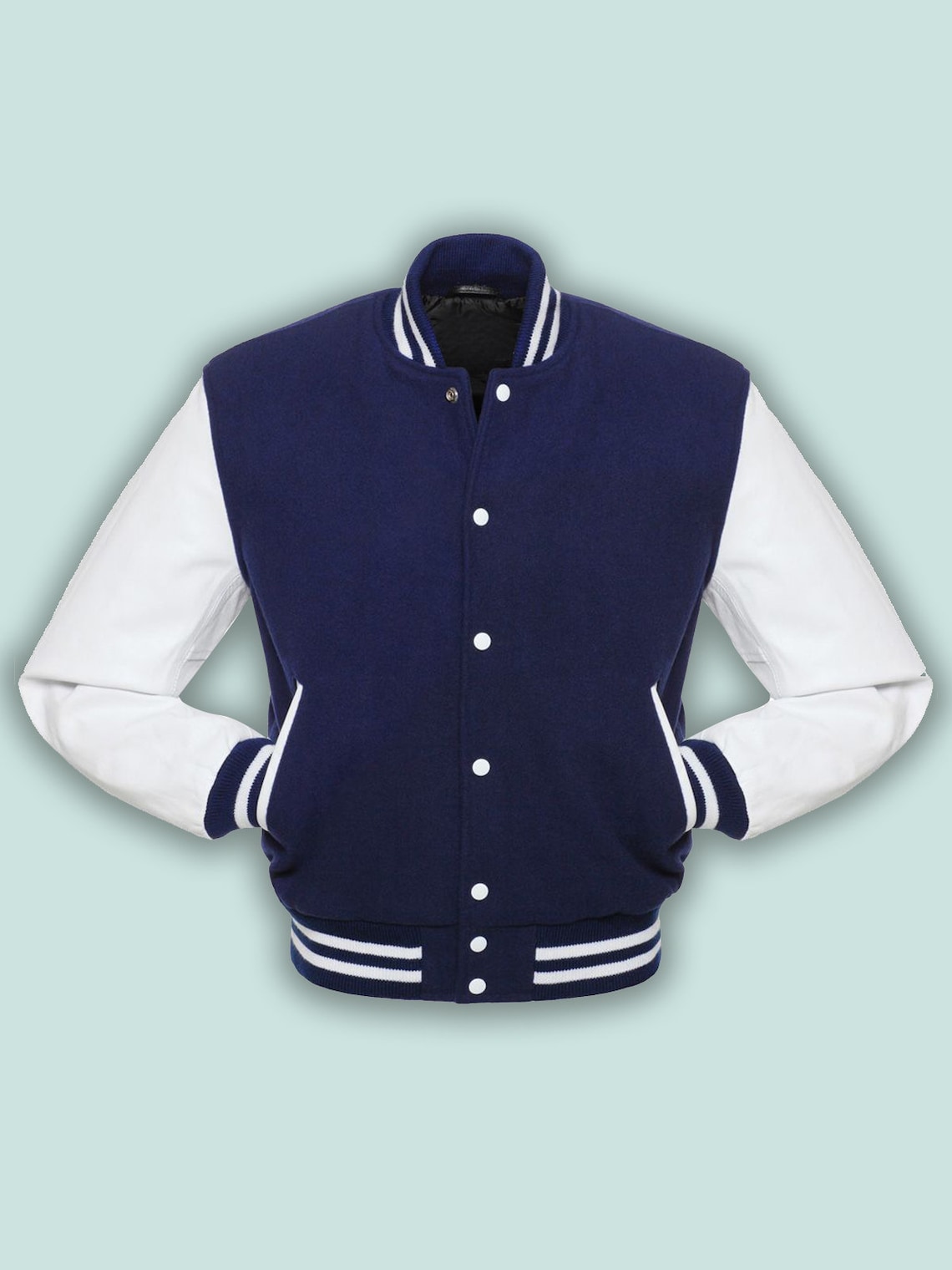 Men's Blue Varsity Jacket Handmade Stylish Fleece Jacket - Etsy Australia