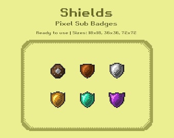 Pixel Shield Sub Badges for Twitch Streamers (Digital Download)