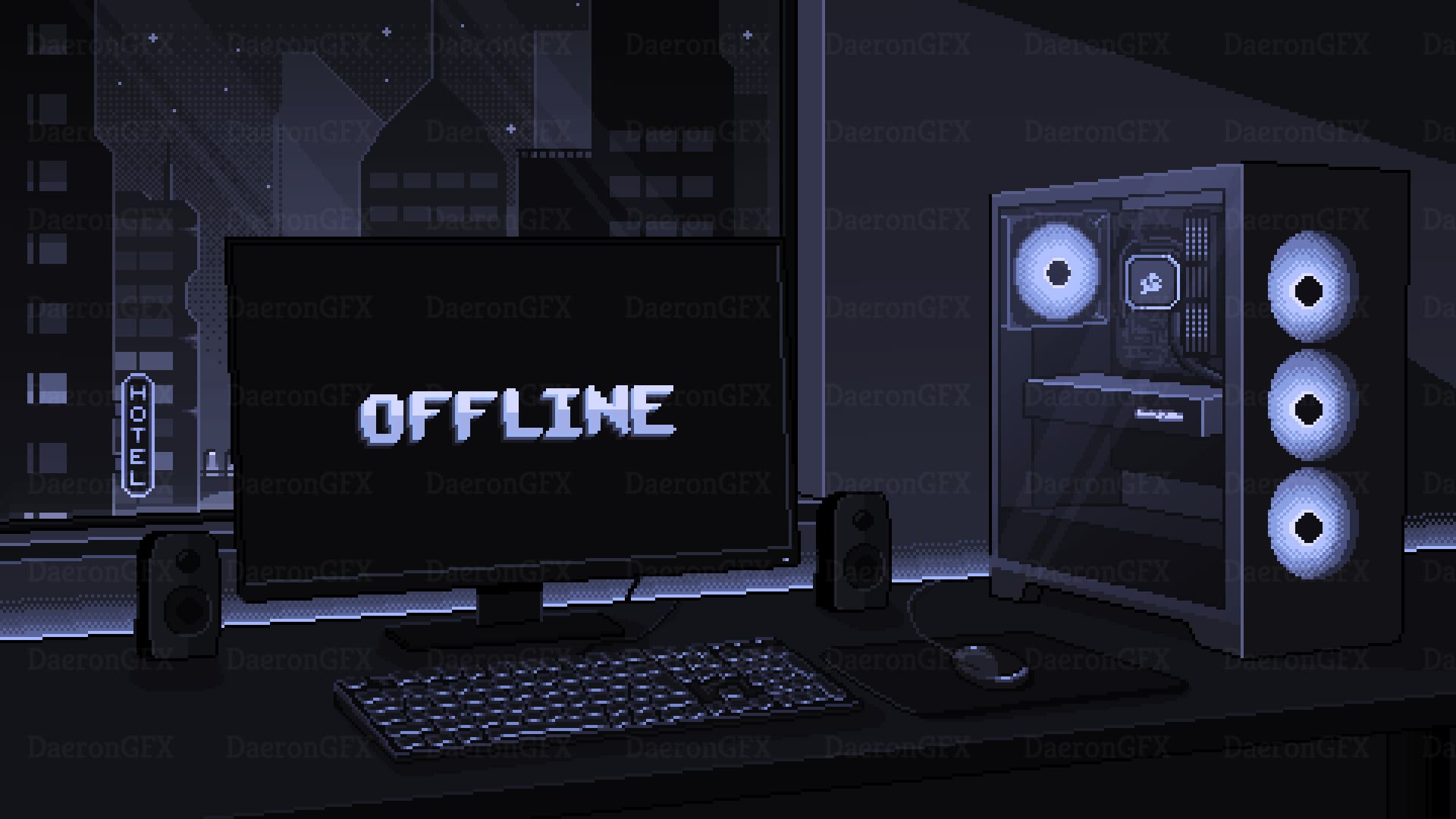 Cyberpunk Overlay Backgrounds for Twitch Stream 4x Animated Pixel Art