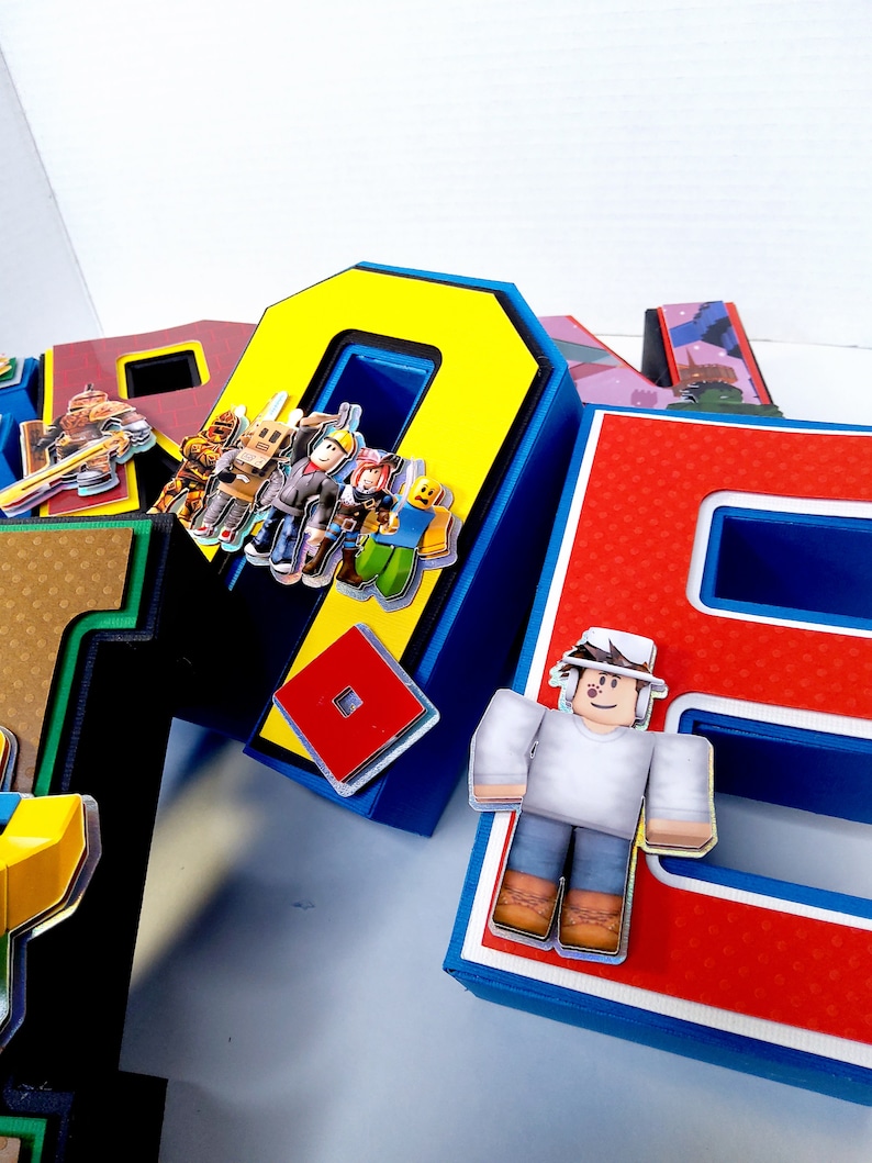 3D-bokstäver Roblox, Roblox 3D-bokstäver, Belysning R9blox-dekorationer, Roblox-födelsedag, Roblox-partydekor, Roblox-dekoration bild 3