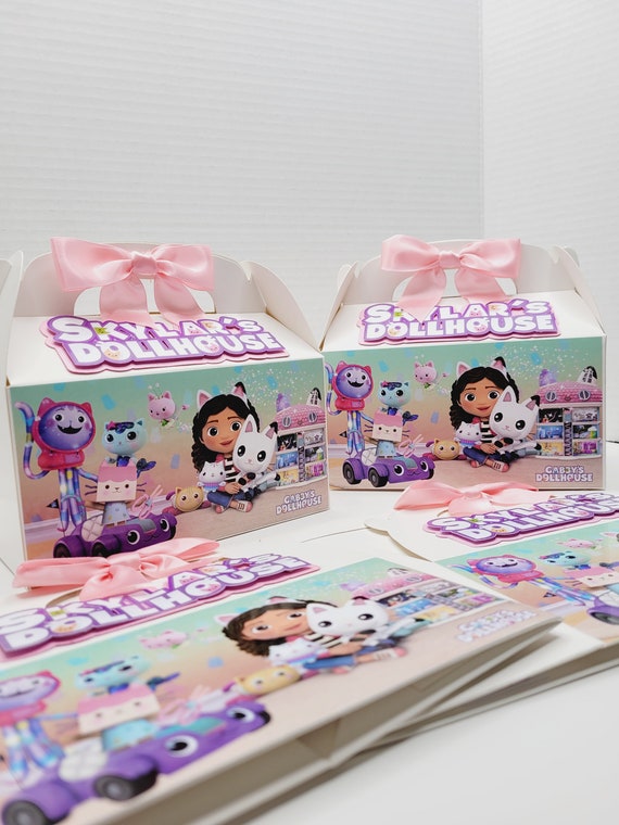 Caja de favores Gabbys Dollhouse, cumpleaños de la casa de muñecas