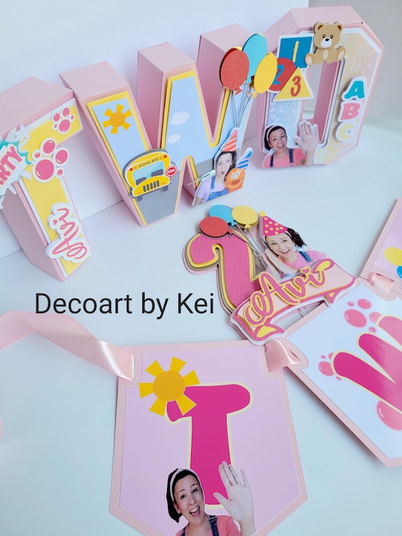 Ms Rachel Inspired TWO Letters 3D, Second Birthday Decor, Baby Learning Theme Party Decorations,  TWO Sign, Toddler Birthday Table Decor