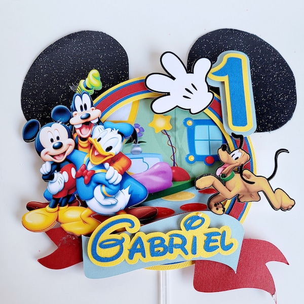 Mickey Mouse Clubhouse cake topper, Mickey Mouse party decor, Mickey Mouse Clubhouse birthday deco, Mickey Mouse house cake topper.