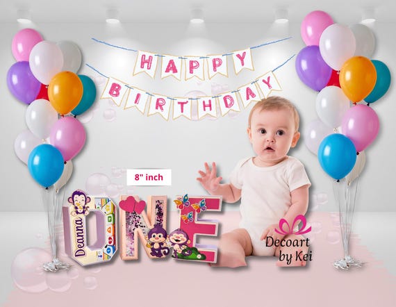 Purple Monkey 3D Letters /First Birthday Party Decor / Kids Jungle Theme / Personalized Name Sign /Table Centerpiece /Jungle Theme Kids