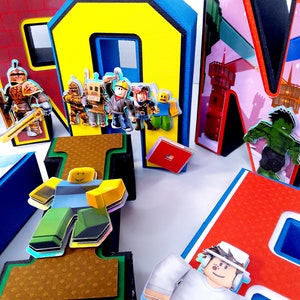 3D-bokstäver Roblox, Roblox 3D-bokstäver, Belysning R9blox-dekorationer, Roblox-födelsedag, Roblox-partydekor, Roblox-dekoration bild 9