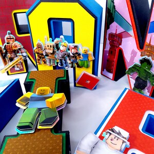 3D-bokstäver Roblox, Roblox 3D-bokstäver, Belysning R9blox-dekorationer, Roblox-födelsedag, Roblox-partydekor, Roblox-dekoration bild 8