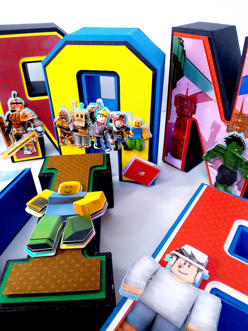 3D-bokstäver Roblox, Roblox 3D-bokstäver, Belysning R9blox-dekorationer, Roblox-födelsedag, Roblox-partydekor, Roblox-dekoration bild 8