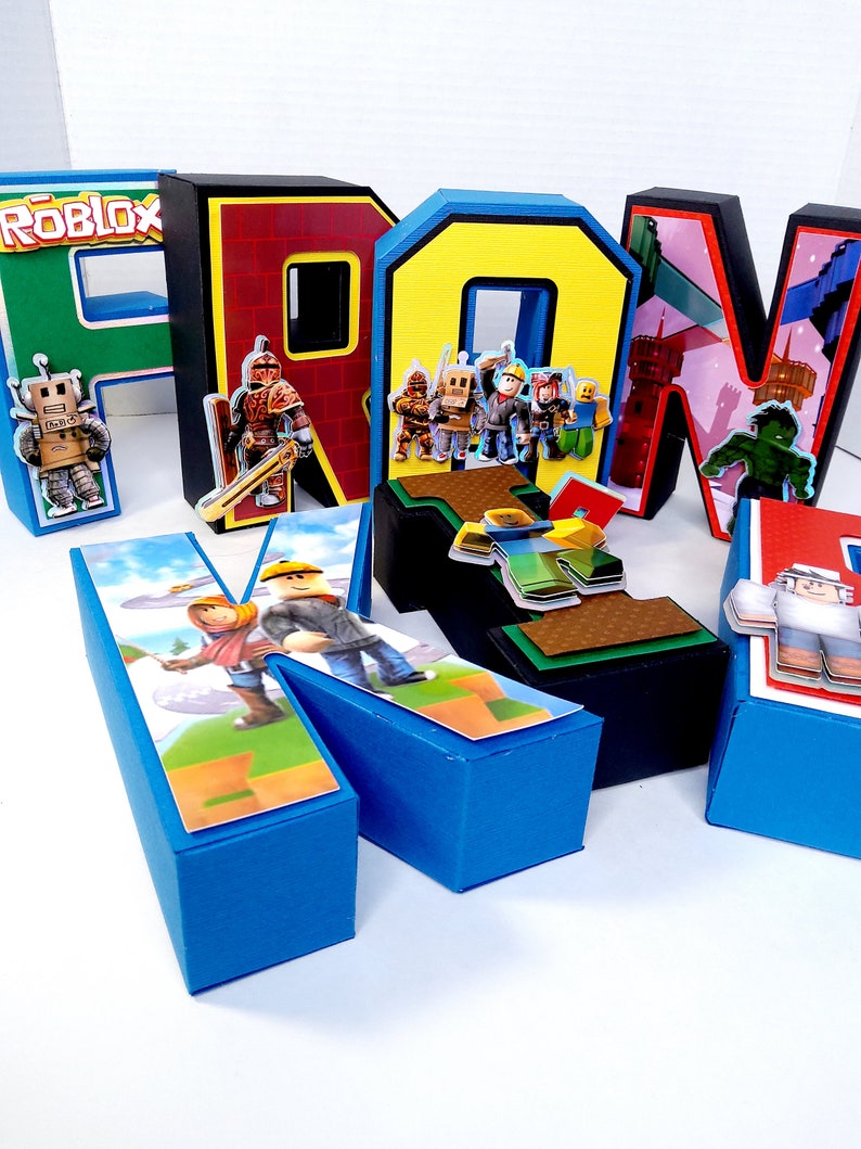 3D-bokstäver Roblox, Roblox 3D-bokstäver, Belysning R9blox-dekorationer, Roblox-födelsedag, Roblox-partydekor, Roblox-dekoration bild 1